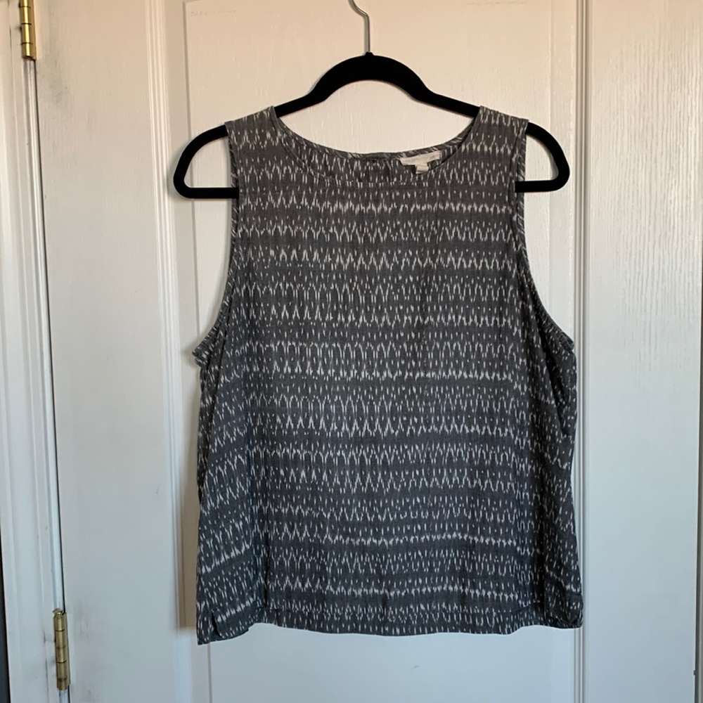 Eileen Fisher cropped organic linen tank top grey/white